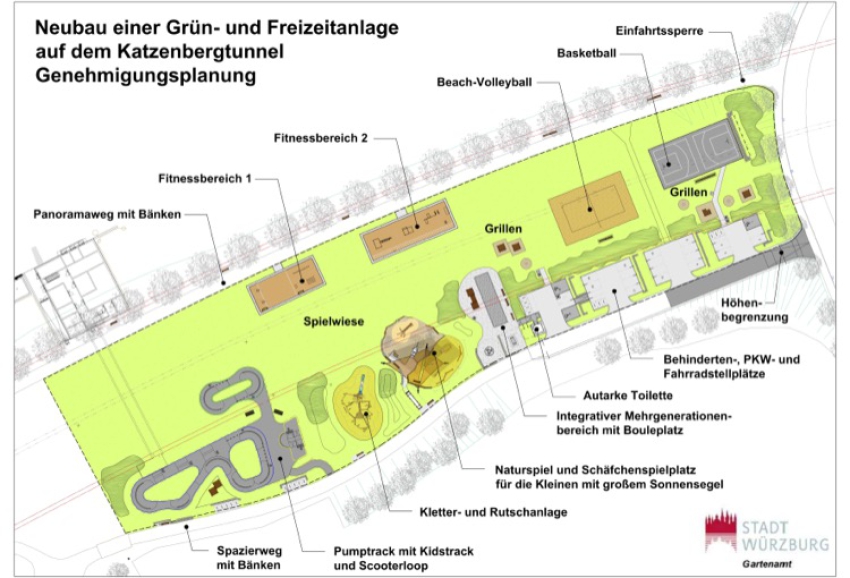 Grün- und Freizeitanlage auf dem Katzenbergtunnel Gartenamt schließt Entwurfs- und Genehmigungsphase ab