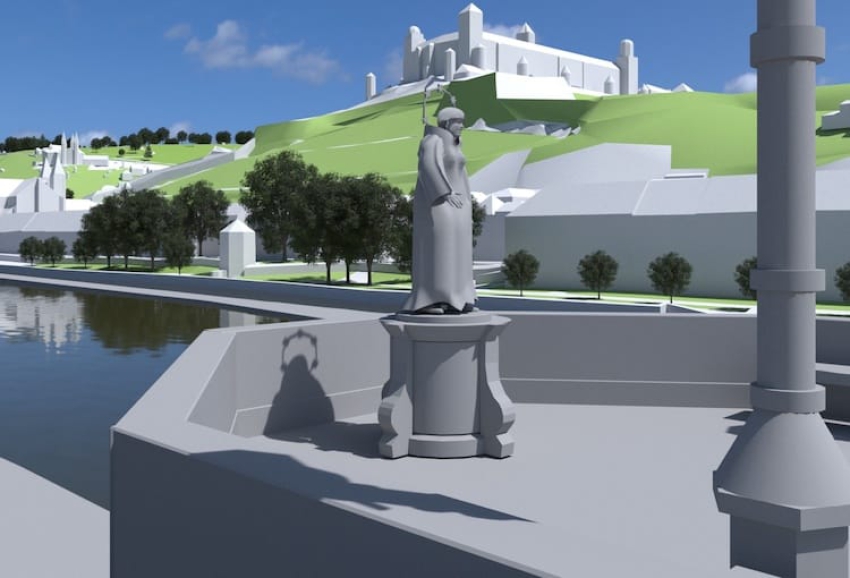 Der Blick auf die virtualisierte Stadt von der alten Mainbrücke aus. Bild: Stadt Würzburg