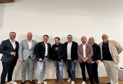 (von links nach rechts) / Fotografin: Daniela Rosengarth: Maximilian Schlier (Schlier), Johannes Heller (Immo Heller), Fabian Steigerwald (Funkhaus Würzburg), Joachim Schulz (Posthalle), Andre Hahn (Stadt Würzburg FB WWS), Florian Volk (Allianz Generalvertretung Volk), Sabine Wolfinger (Spielzeugwiese), Wolfgang Weier (Geschäftsführer)