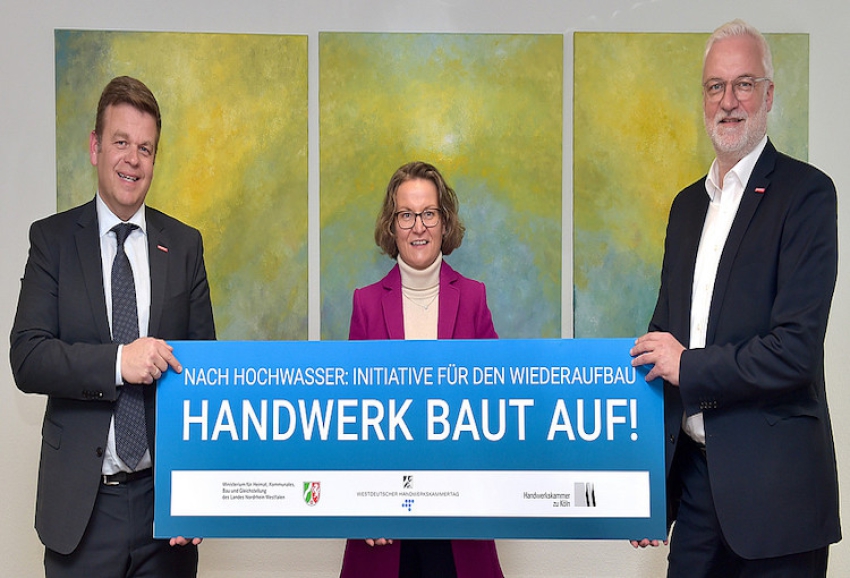 Landesregierung Nordrhein-Westfalen und Westdeutscher Handwerkskammertag unterzeichnen Kooperationsvereinbarung, um Wiederaufbau weiter voranzutreiben